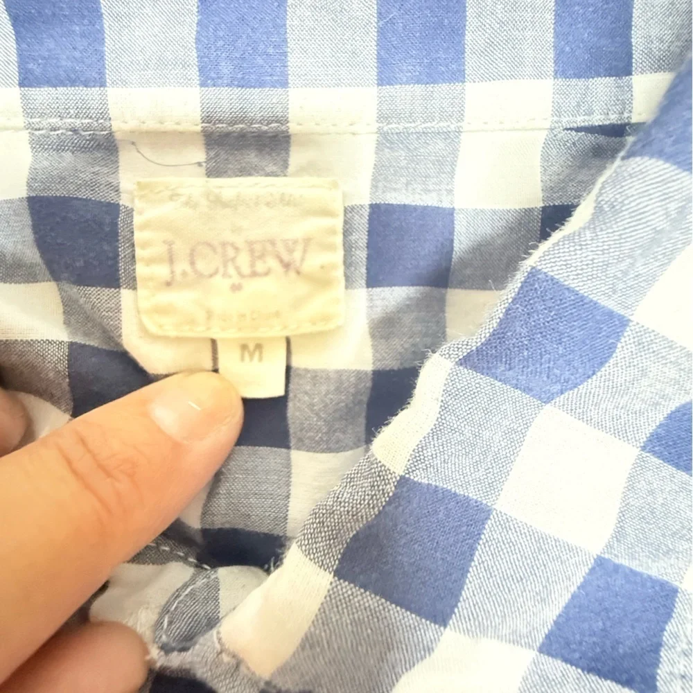 J. Crew Blue and White Plaid Shirt
